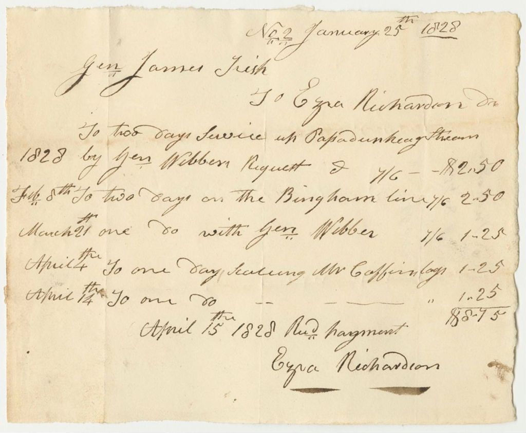 Miniature of Voucher No. 22: Ezra Richardson's Account with James Irish, Land Agent