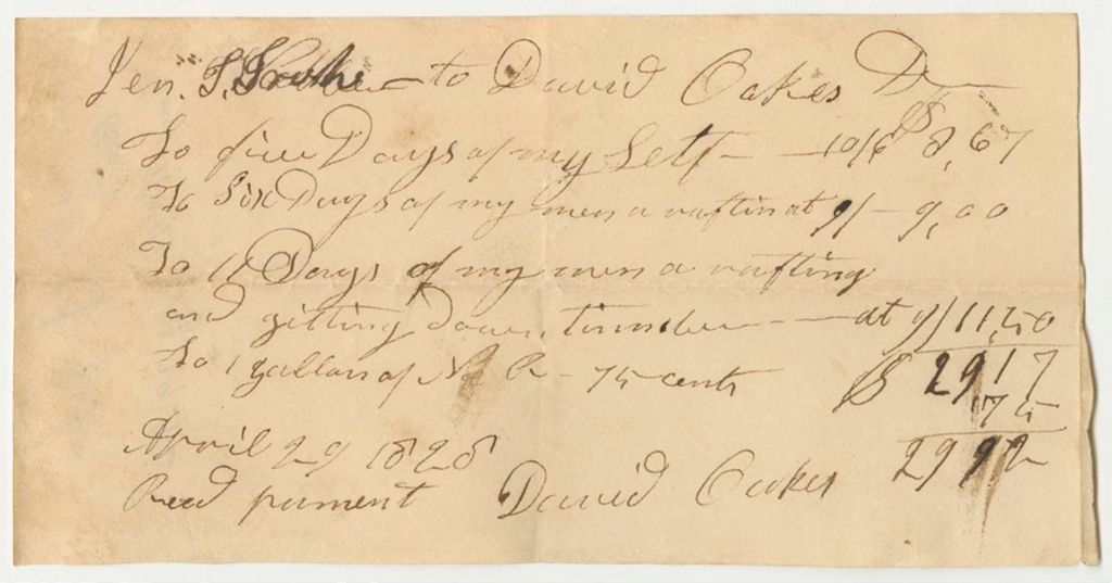 Miniature of Voucher No. 21: David Oakes' Account with James Irish, Land Agent