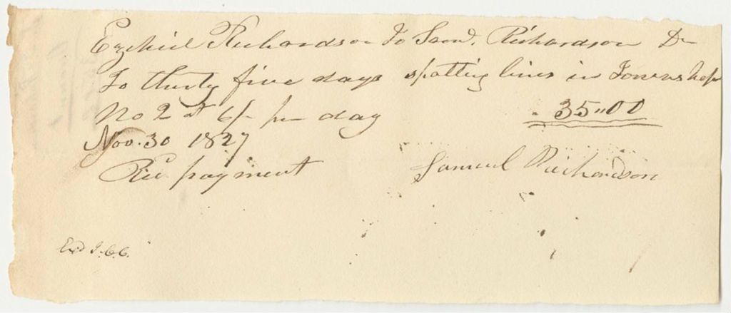 Miniature of Voucher No. 2: Ezekial Richardson's Account with James Irish