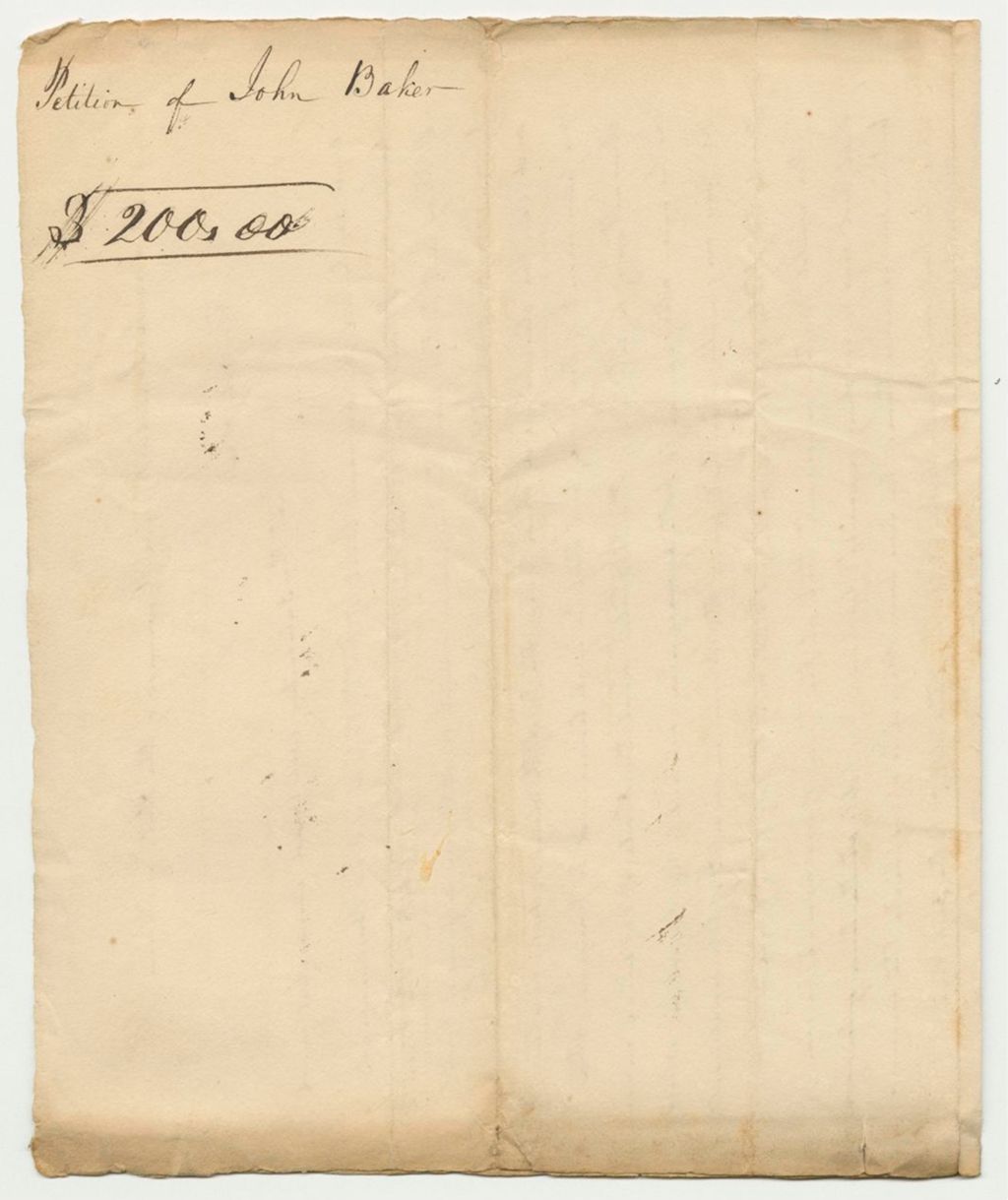 Miniature of Petition of John Baker