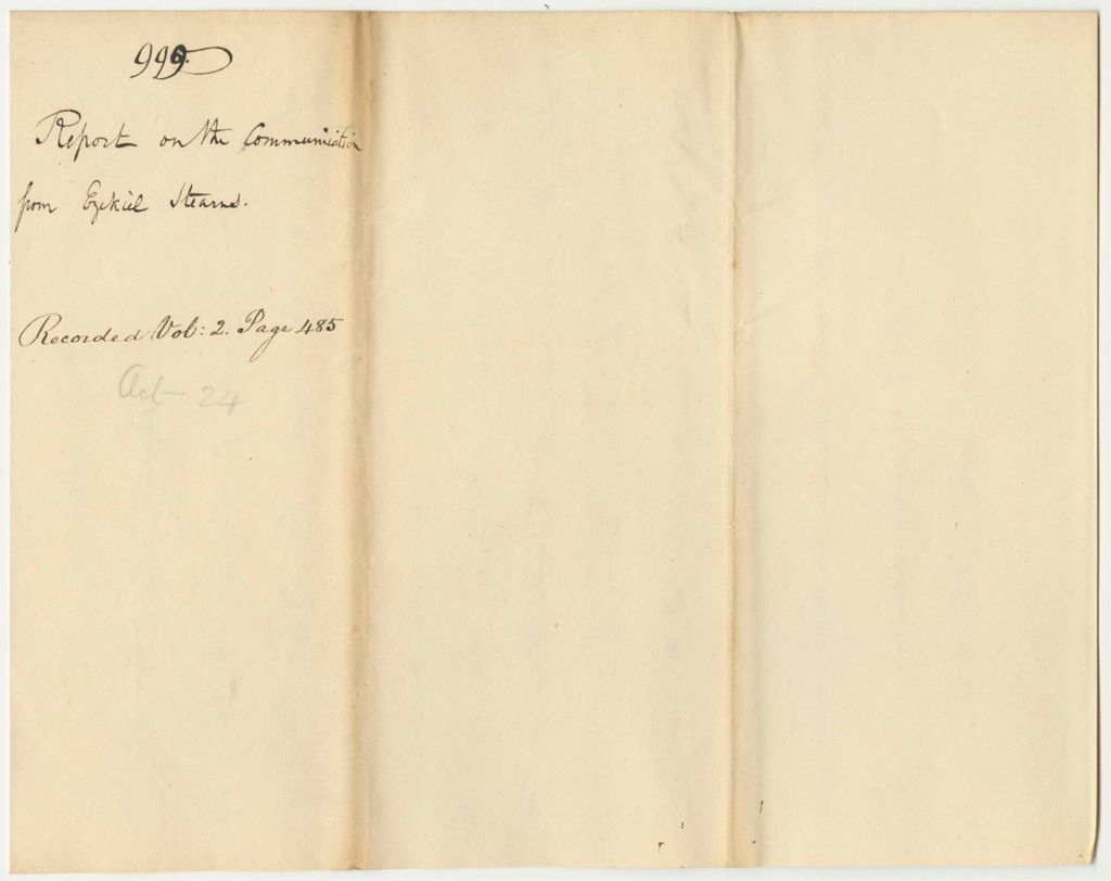 Miniature of Report 999: Report on the Communication from Ezekiel Stearns, One of the Coverseers of the State Prison