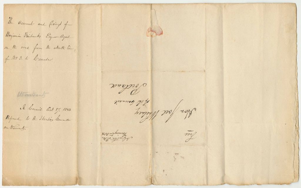 Miniature of Account and Doings of Benjamin Fairbanks, Esq., Agent on the Road from the North Line of No. 3 to Canada