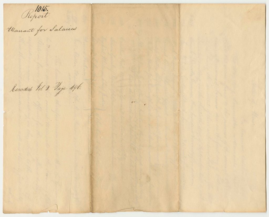 Miniature of Report 1015: Report on the Warrant for Salaries