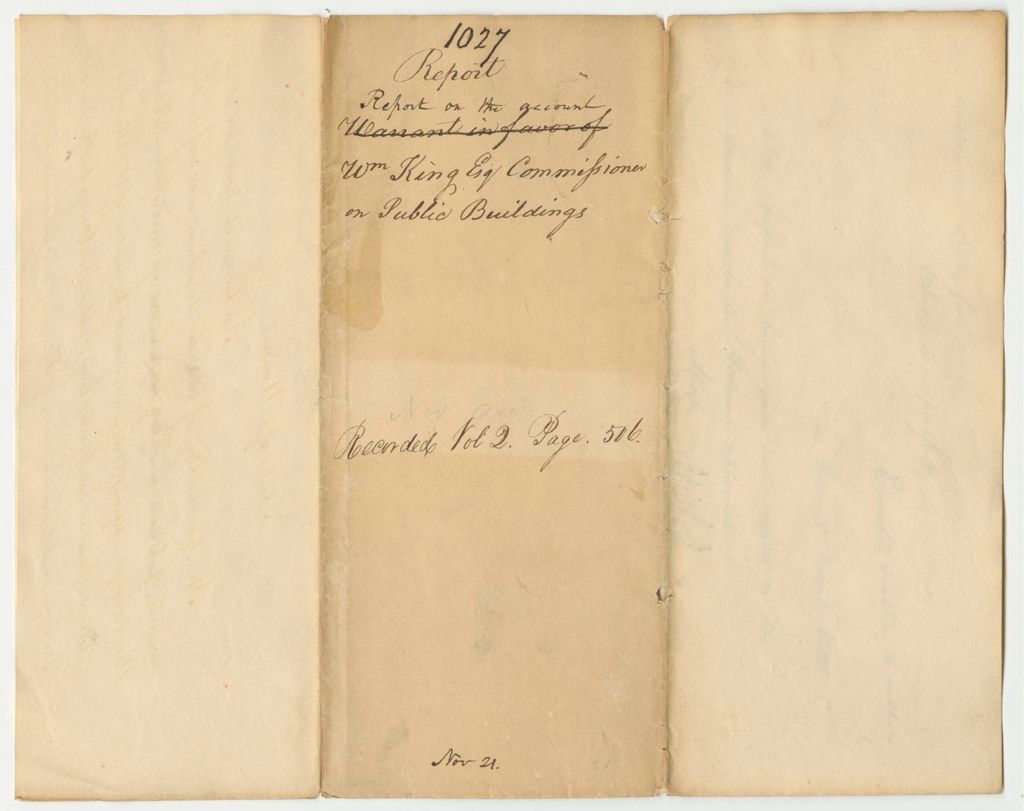 Miniature of Report 1027: Report on the Account of William King, Esq., Commissioner of Public Buildings