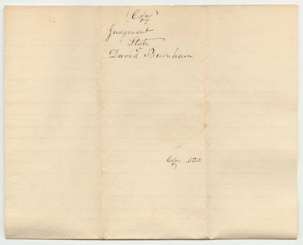 Miniature of State of Maine vs. David Burnham, Copy of Judgement