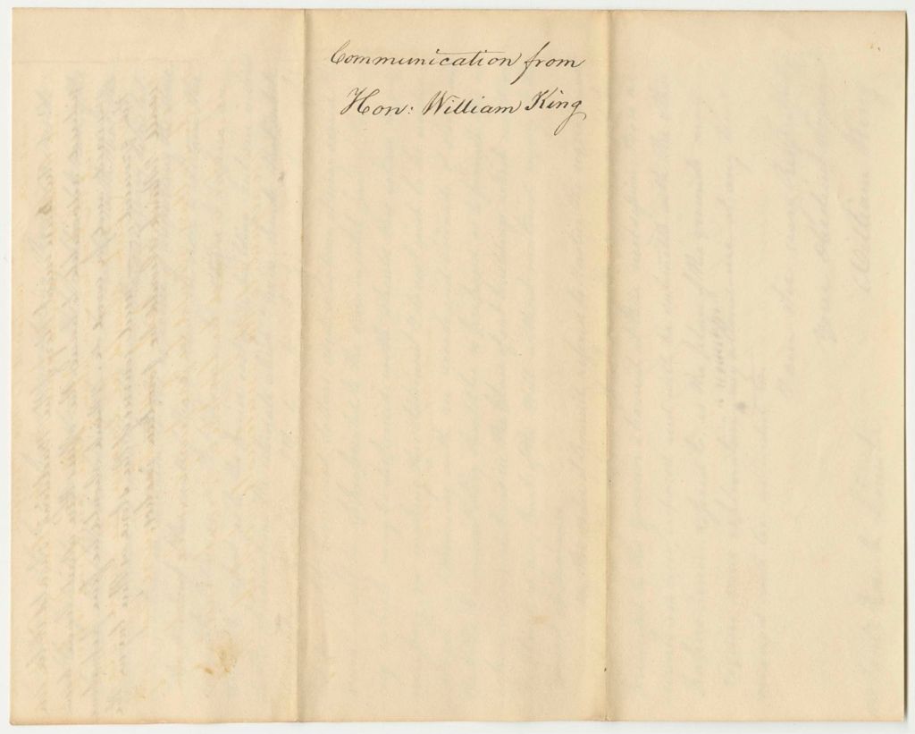 Miniature of Communication from Hon. William King, Commissioner of the Public Buildings