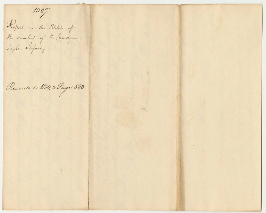 Miniature of Report 1067: Report on the Petition of the Members of the Camden Light Infantry to be Disbanded