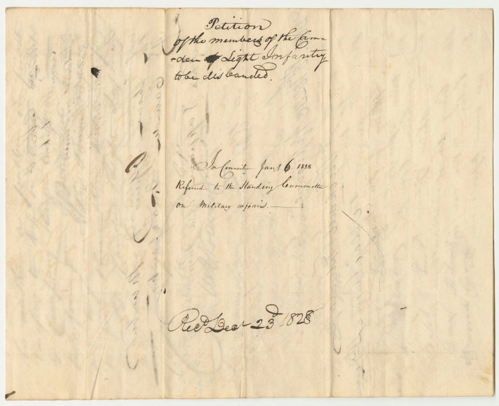 Miniature of Petition of the Members of the Camden Light Infantry to be Disbanded