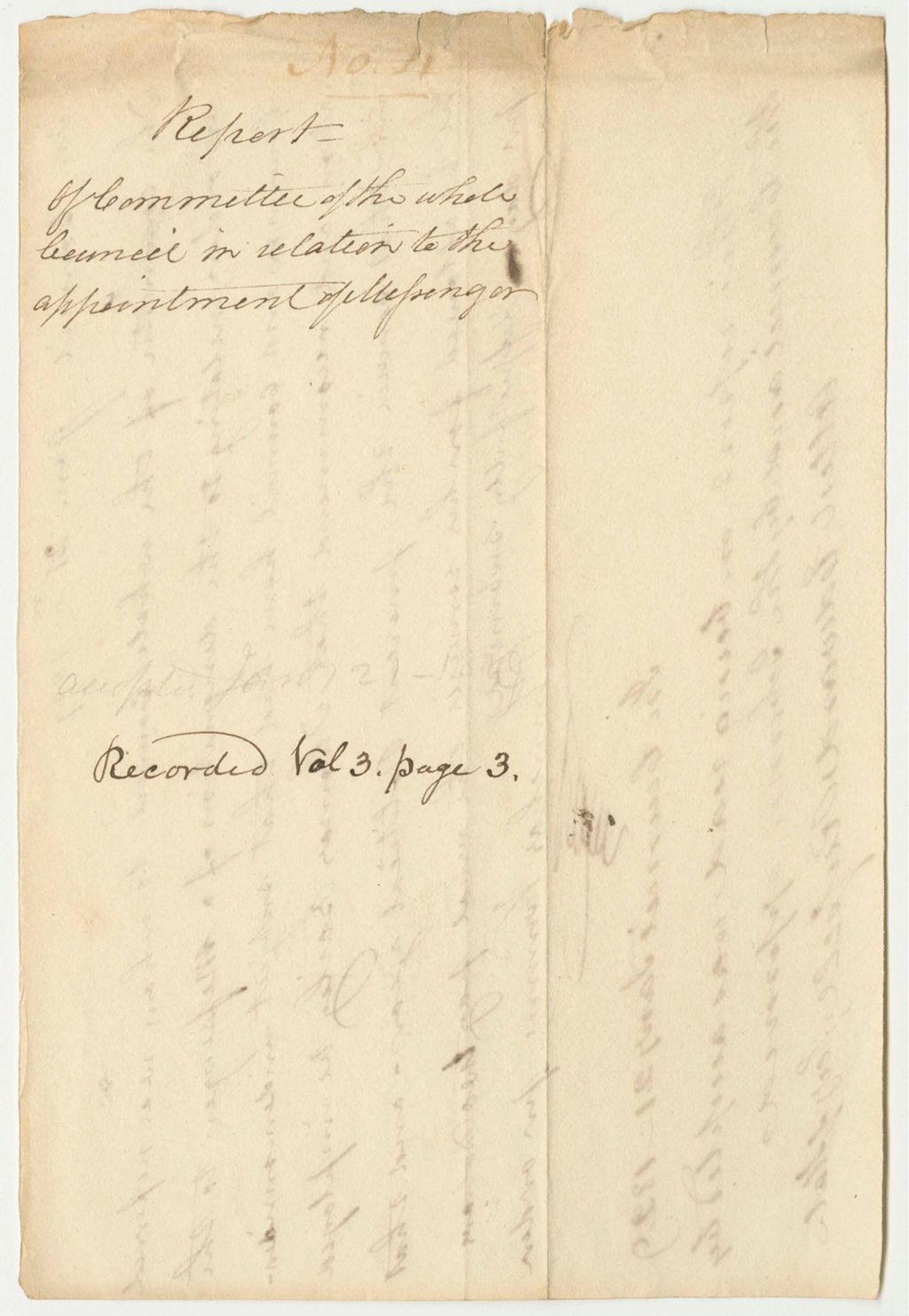Miniature of Report 4: Report of the Council in Relation to the Appointment of Thomas Bailey as a Messenger