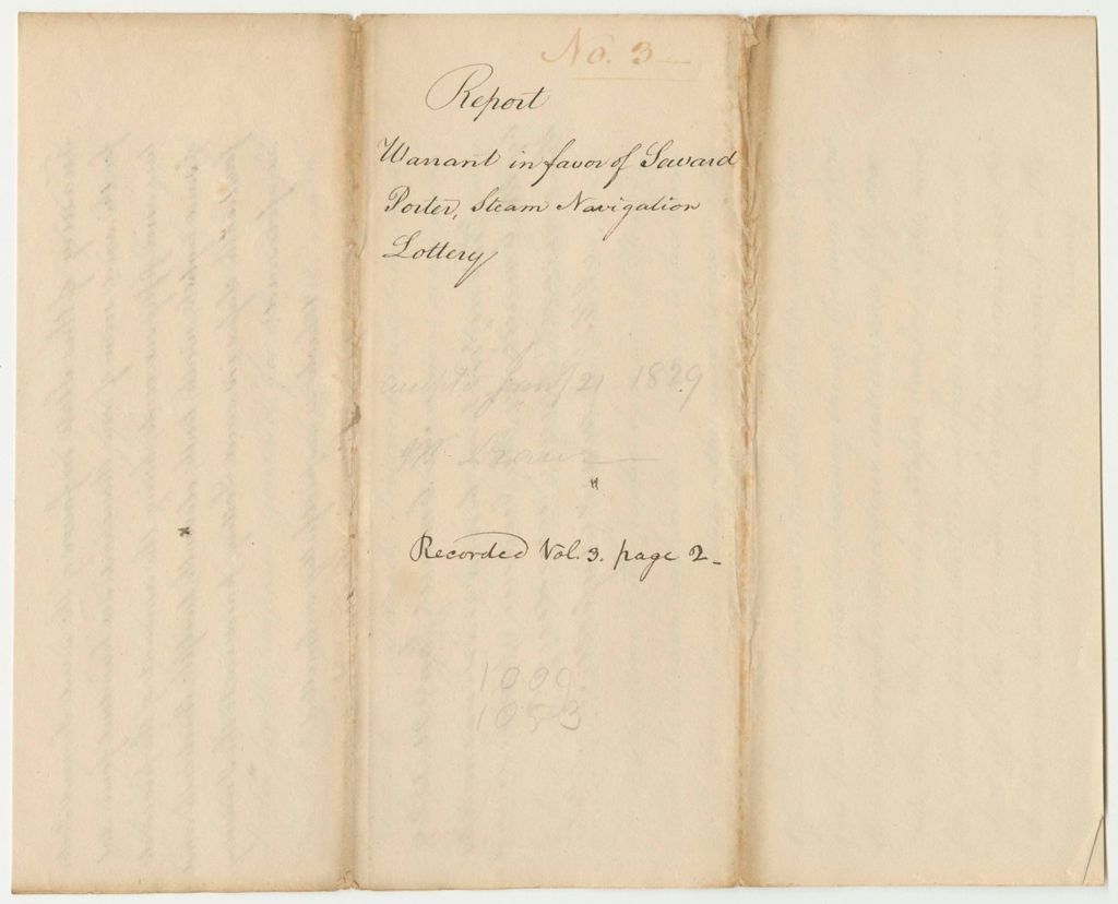 Miniature of Report 3: Report on the Warrant in Favor of Seward Porter for the Steam Navigation Lottery