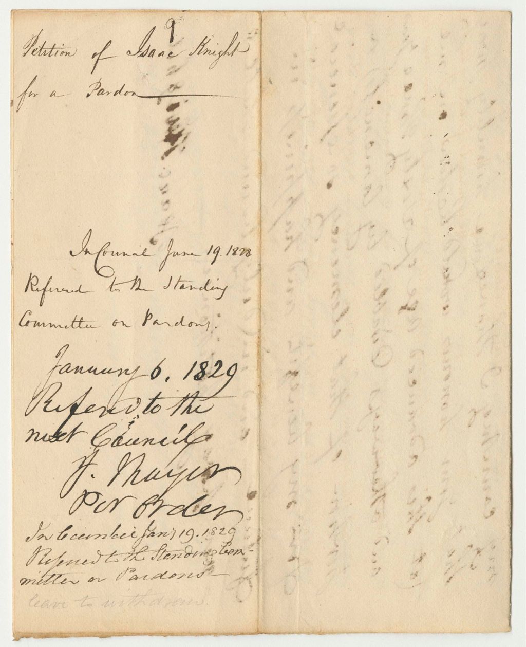 Miniature of Report 12: Report on the Petition of Isaac Knight for a Pardon