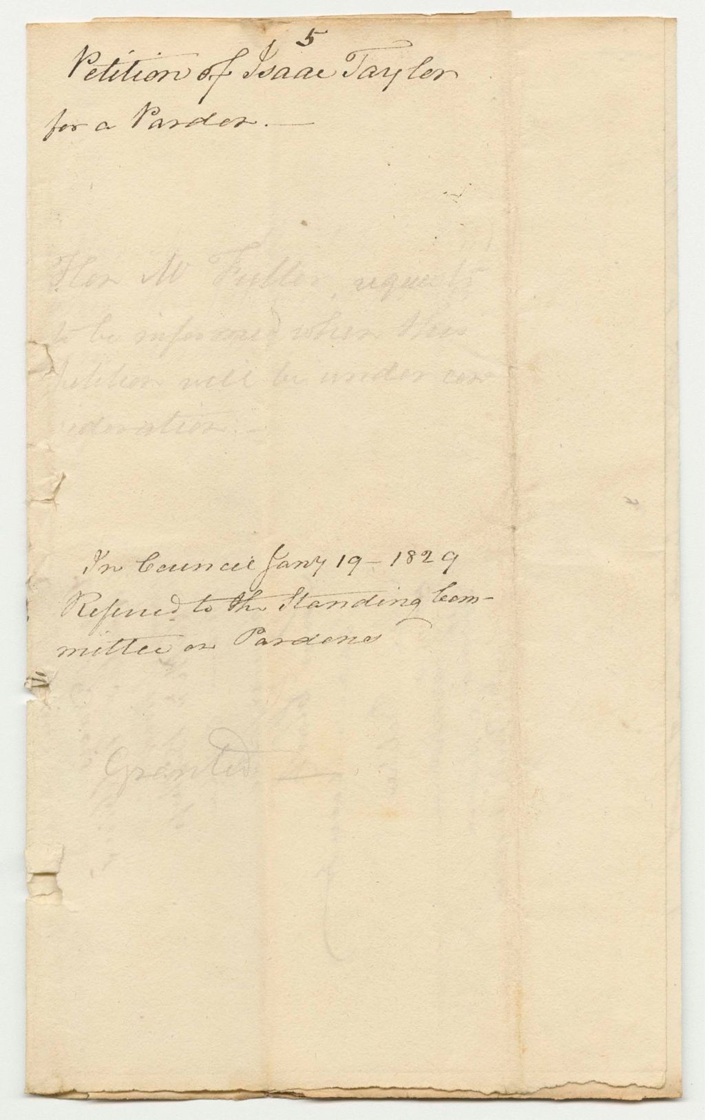 Miniature of Petition for the Pardon of Isaac Taylor