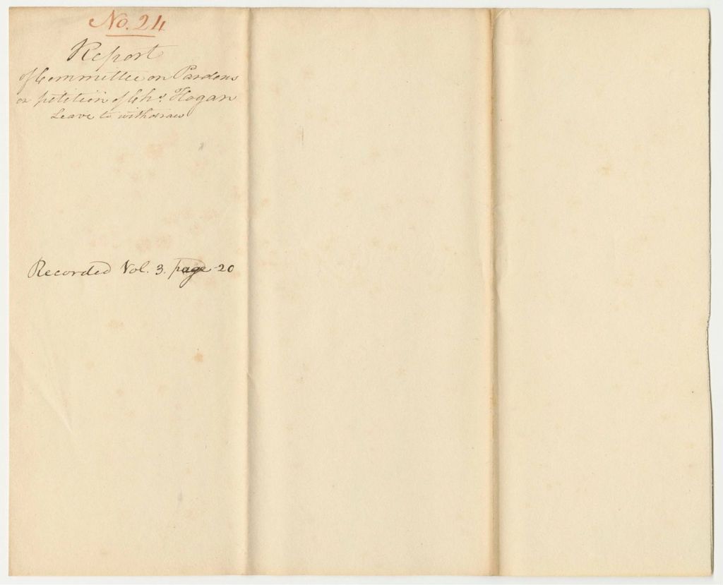 Miniature of Report 24: Report Giving Leave to Charles Hogan to Withdraw His Petition for a Pardon