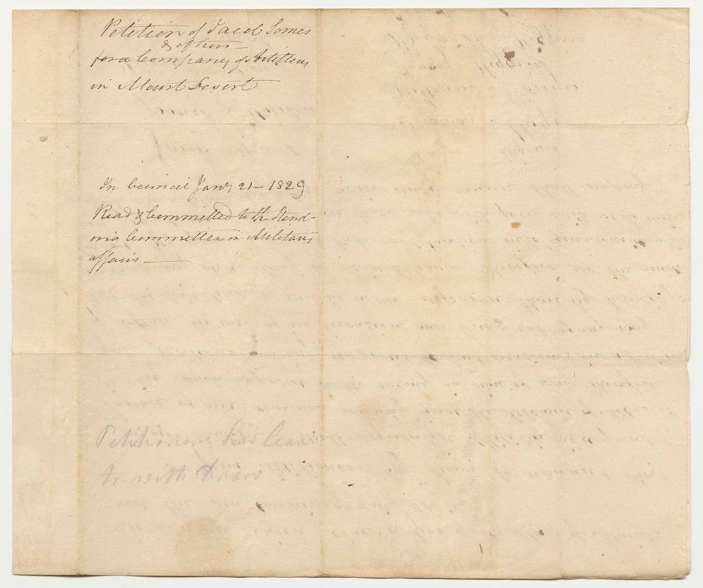 Miniature of Petition of Jacob Somes and Others for a Company of Artillery in Mount Desert