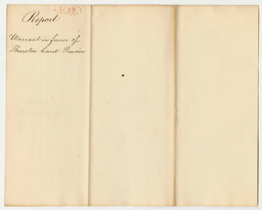 Miniature of Report 33: Report on the Warrant in Favor of Thurston Card for a Pension