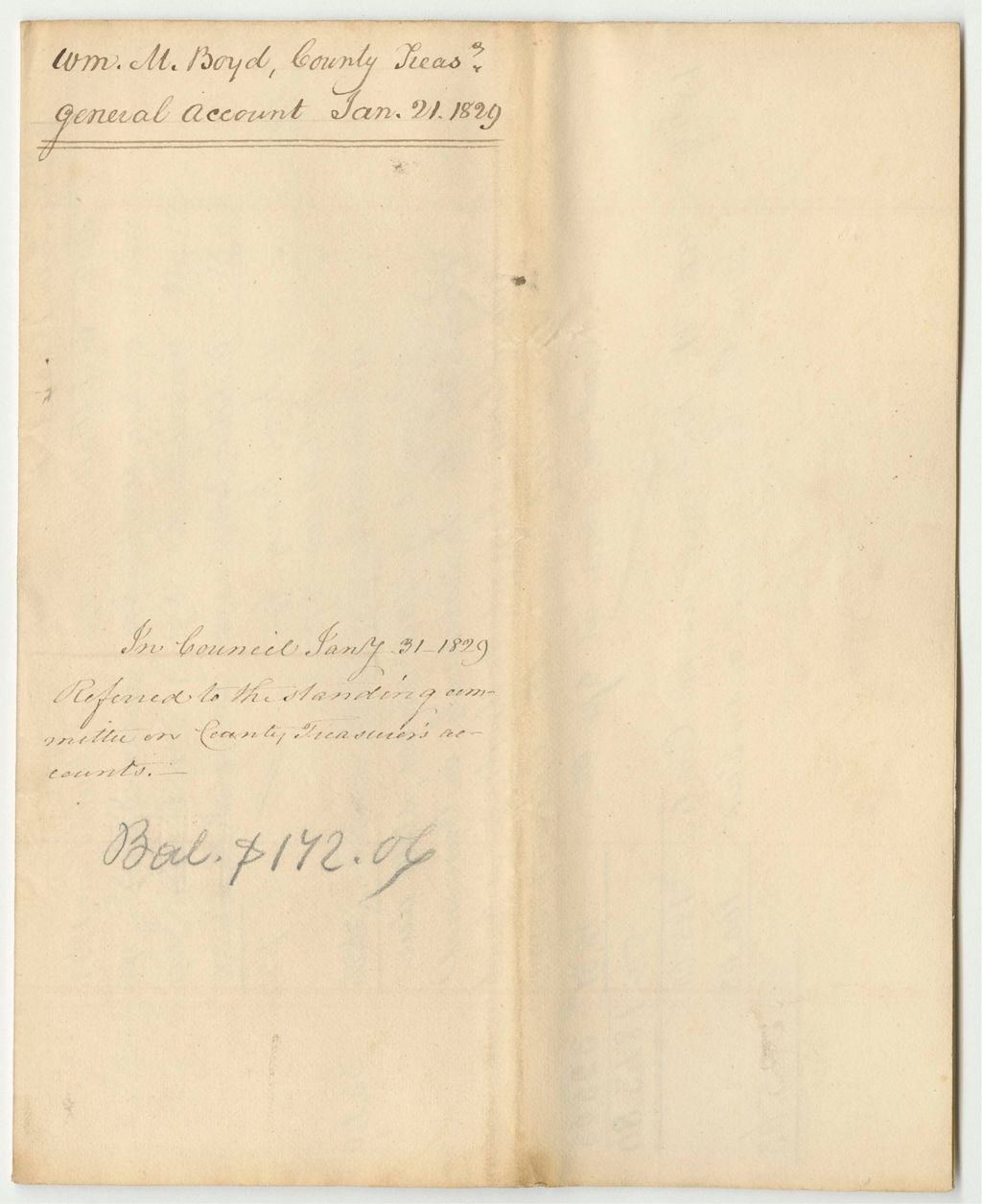 Miniature of Account of William M. Boyd, Esq., Treasurer of Lincoln County