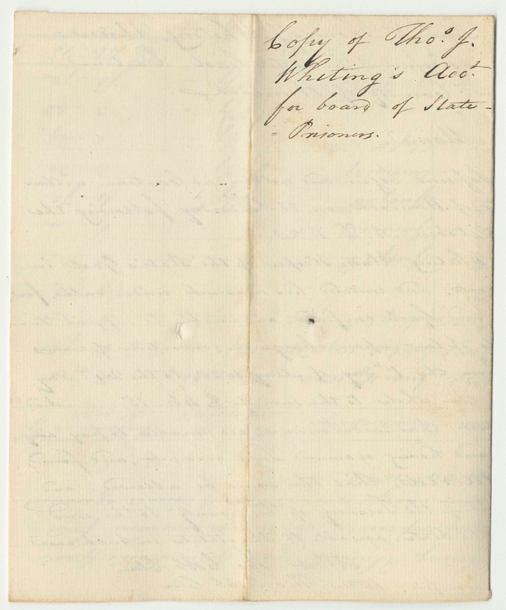Miniature of Copy of Thomas J. Whiting's Account for Board of State Prisoners in Castine