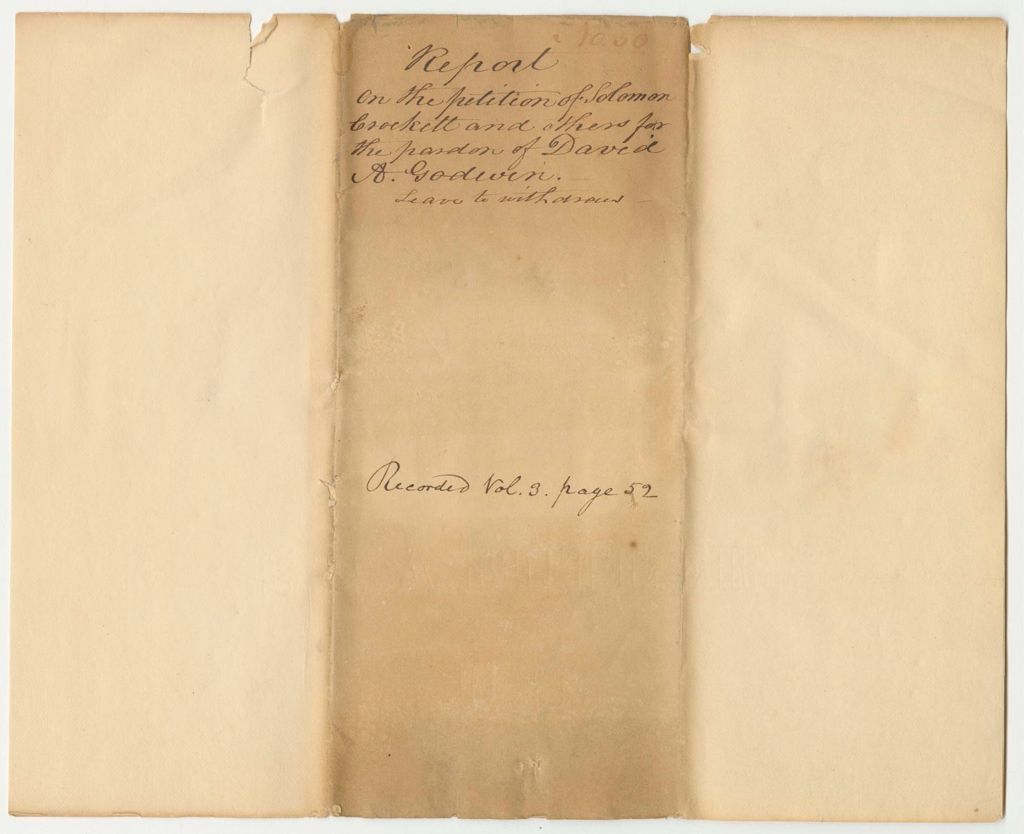 Miniature of Report 50: Report on the Petition of Solomon Crockett and Others for a Pardon of David A. Goodwin of Rumford