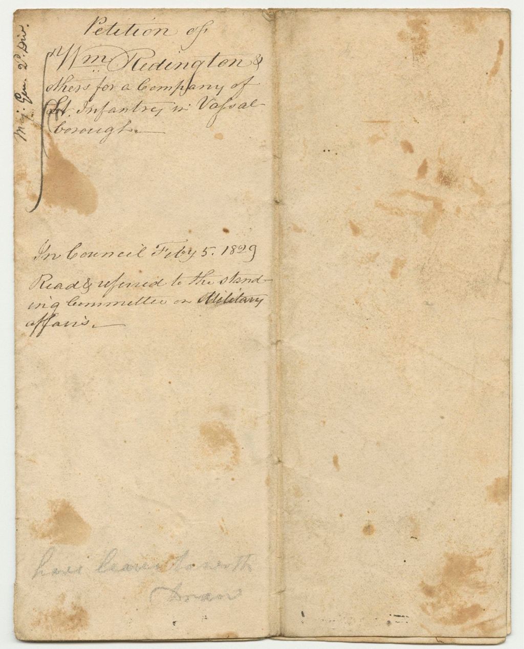 Miniature of Petition of William Redington and Others for a Company of Light Infantry in Vassalboro