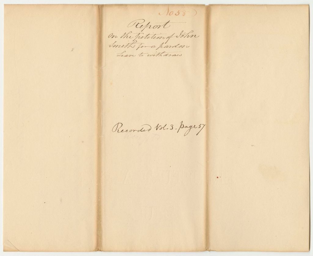 Miniature of Report 58: Report on the Petition of John Smith for a Pardon
