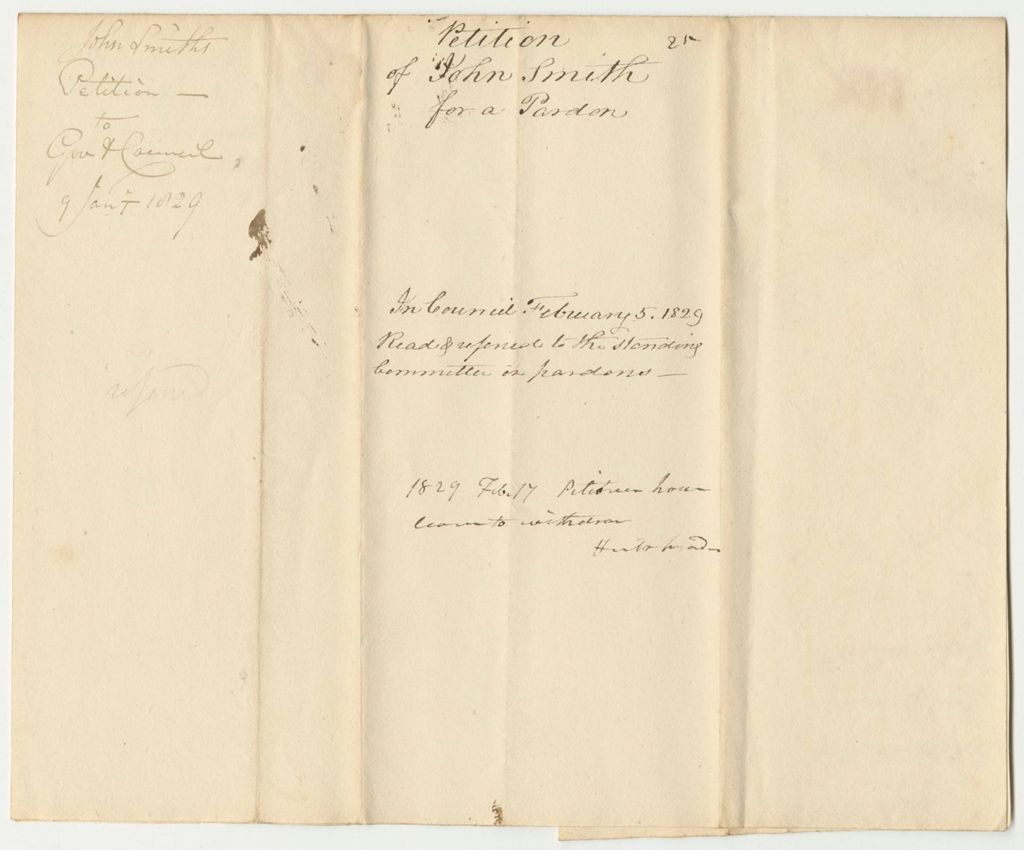 Miniature of Petition of John Smith for a Pardon