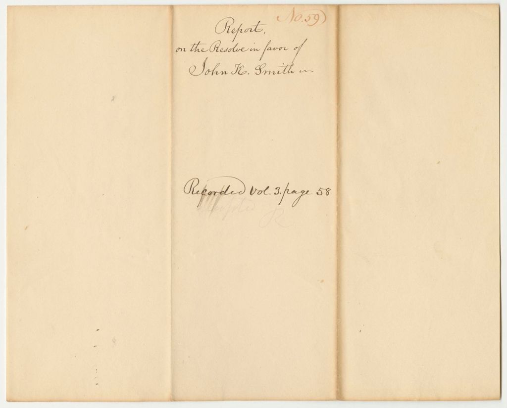 Miniature of Report 59: Report on the Warrant in Favor of John Kilby Smith, Inspector of Hops