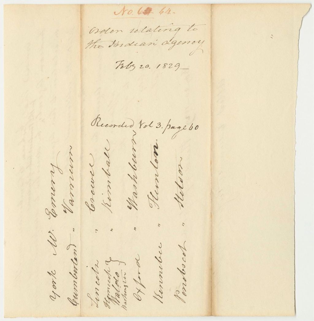 Miniature of Report 64: Order Relating to the Indian Agency