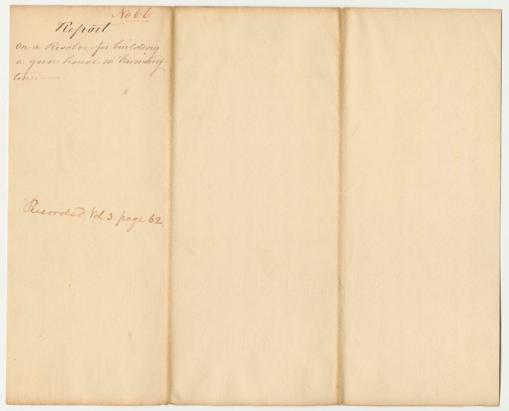 Miniature of Report 66: Report on a Resolve for Building a Gun House in Farmington