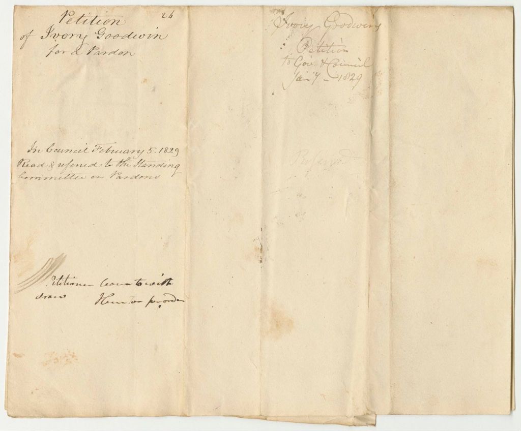 Miniature of Petition of Ivory Goodwin for a Pardon