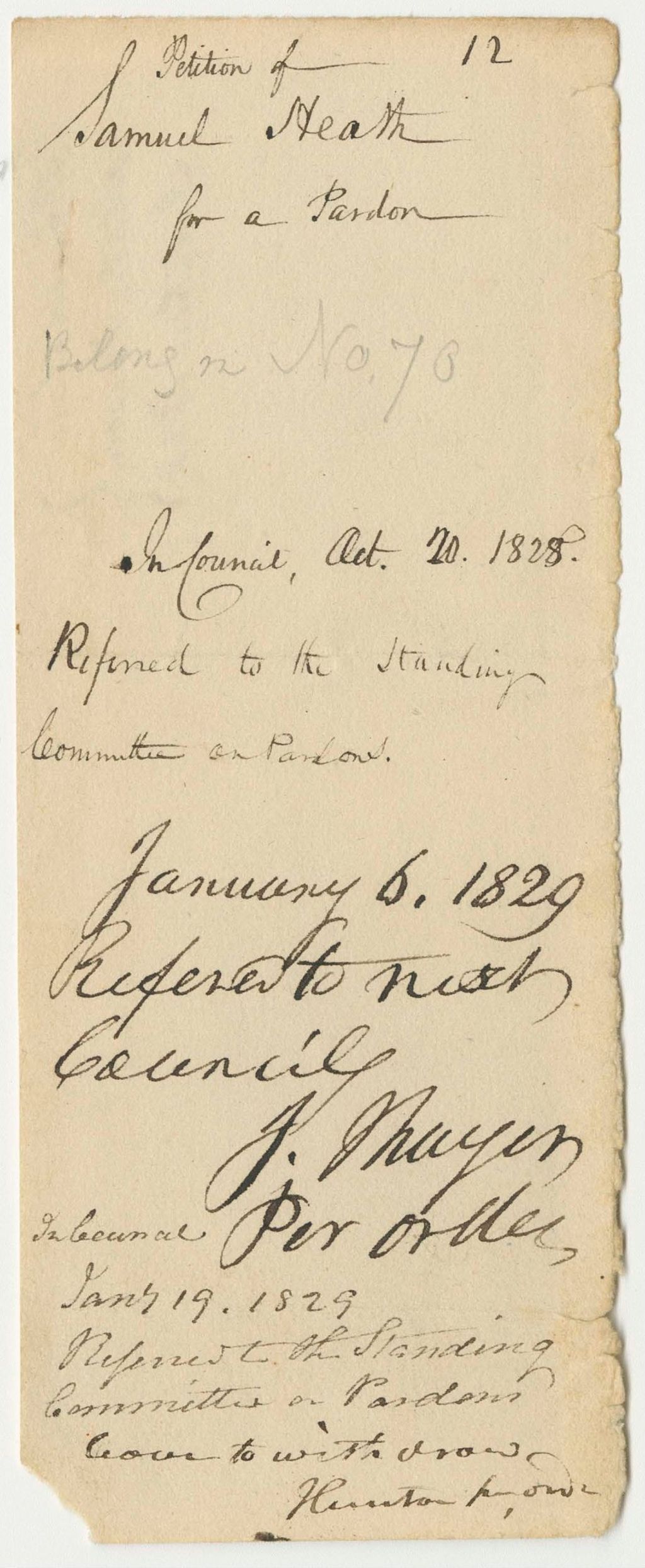 Miniature of Petition of Samuel Heath for a Pardon