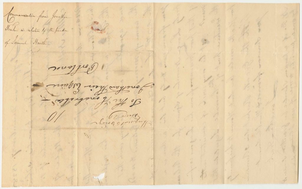 Miniature of Communication from Jonathon Frank in Relation to the Pardon of Samuel Heath