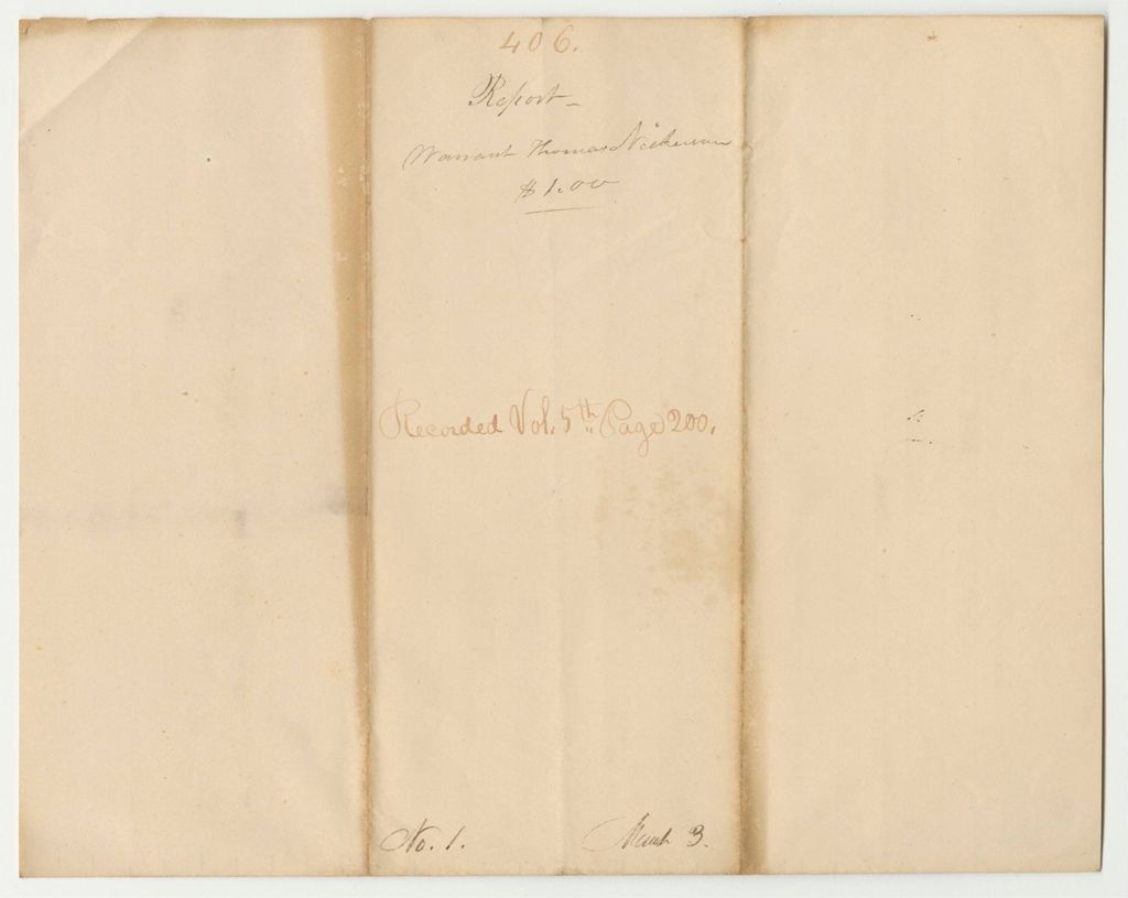 Miniature of Report 406: Warrant in Favor of Thomas Nickerson, Underkeeper of the Augusta Jail, for Keeping William Rowe, a Convict, on His Way to Thomaston