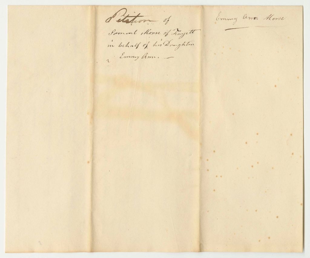 Miniature of Petition of Samuel Morse of Fayette in Behalf of His Daughter, Emmy Ann Morse, to Admission to the American Asylum