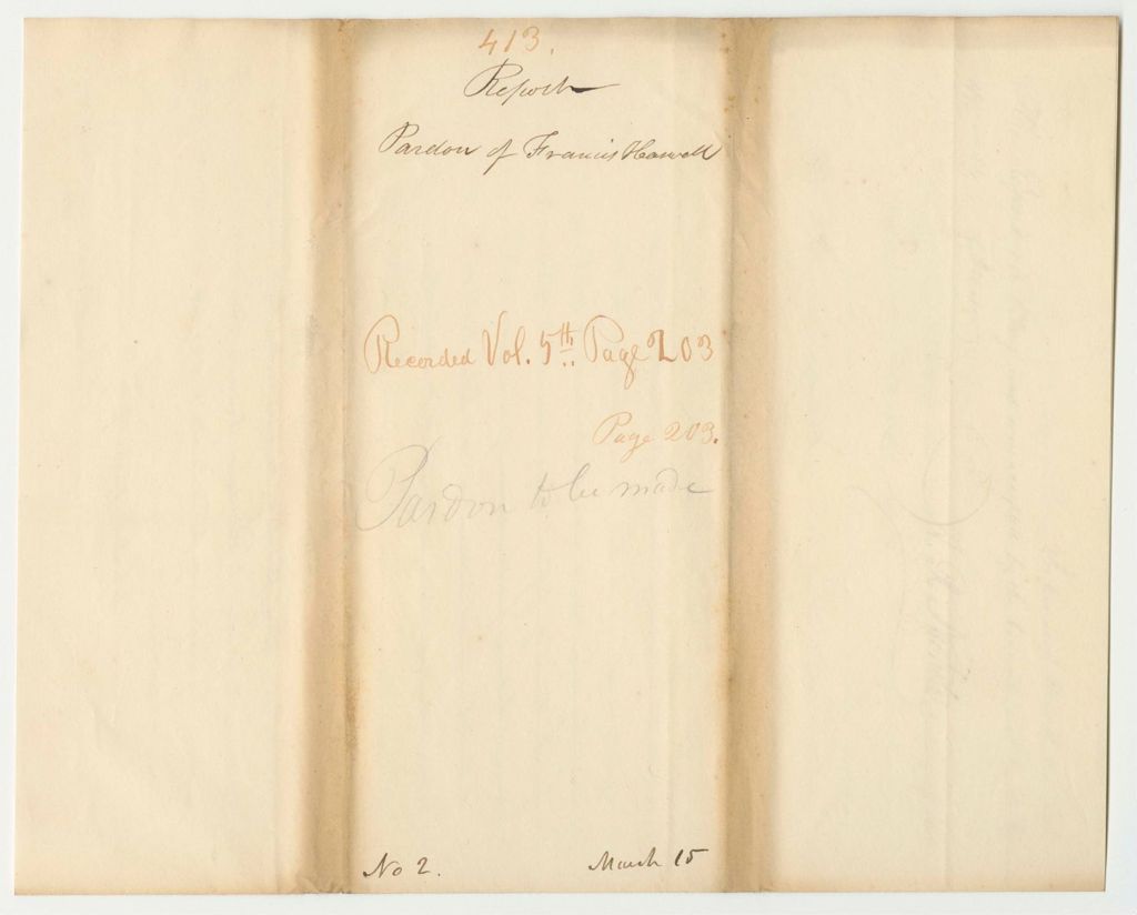 Miniature of Report 413: Report on the Pardon of Francis Haswell