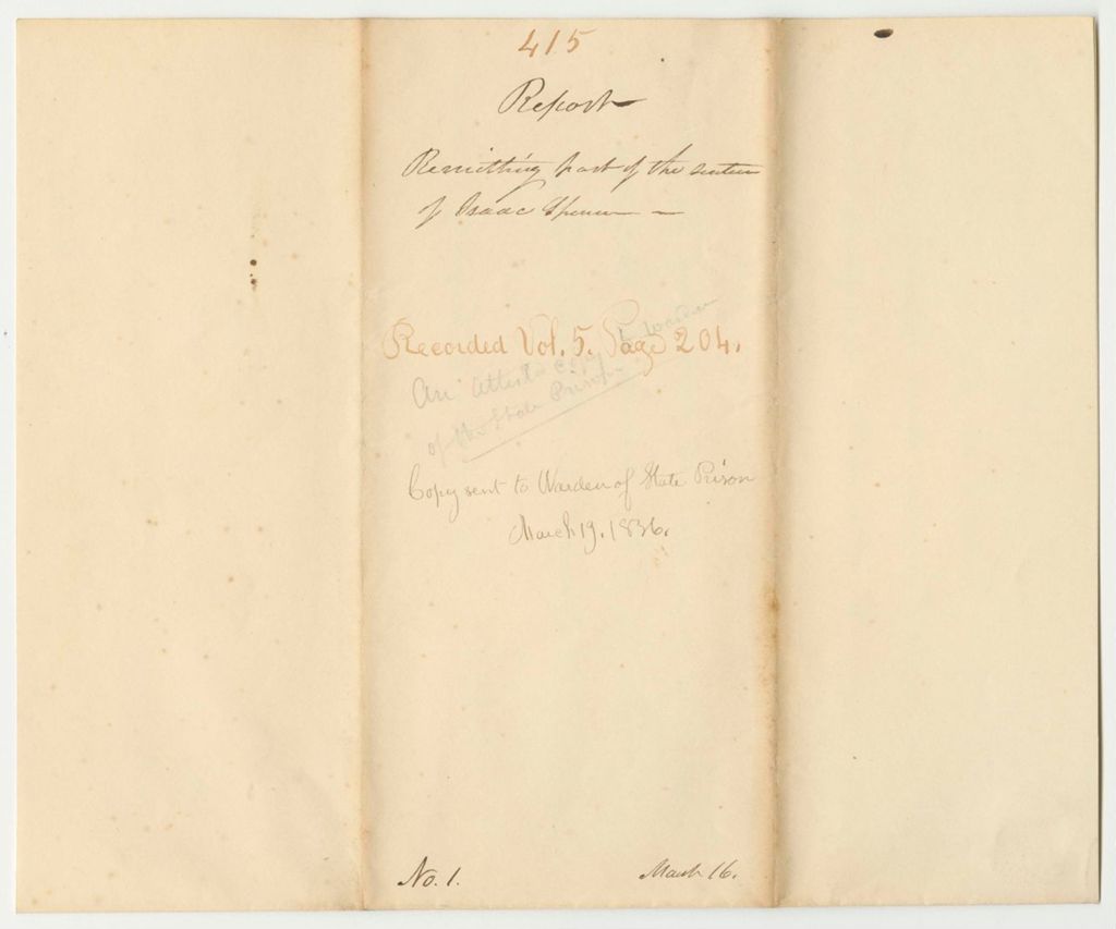 Miniature of Report 415: Report Remitting Part of the Sentence of Isaac Spencer