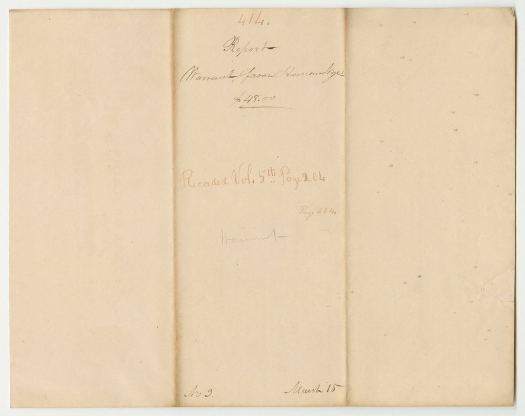 Miniature of Report 414: Warrant in Favor of Heman Nye, Pensioner