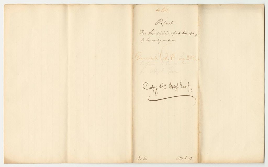 Miniature of Report 420: Report for the Division of a Company of Cavalry in Lisbon