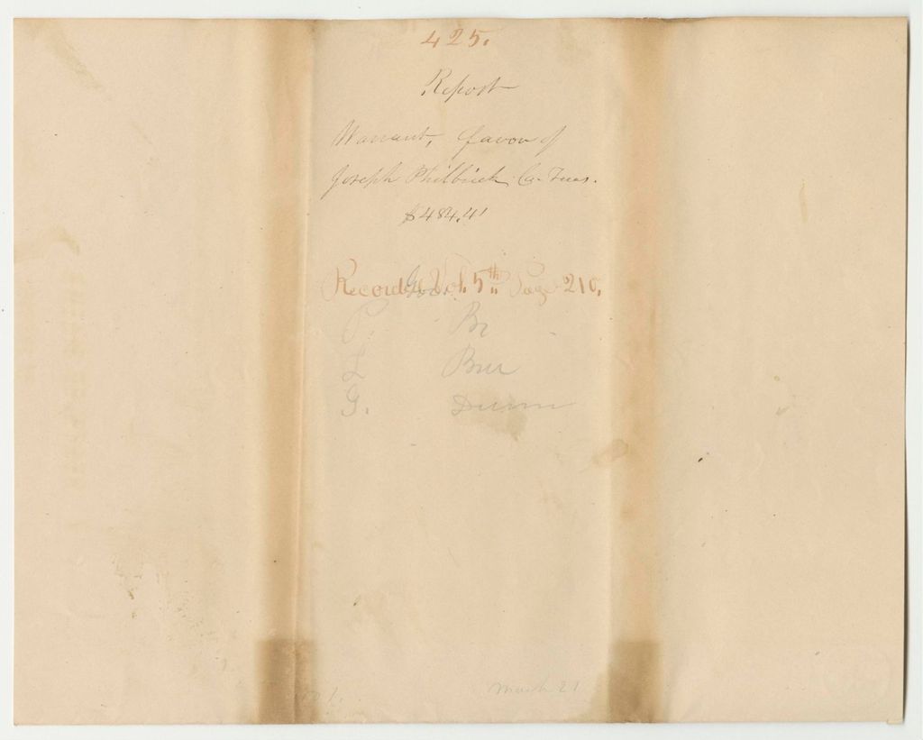 Miniature of Report 425: Warrant in Favor of Joseph Philbrick, Somerset County Treasurer