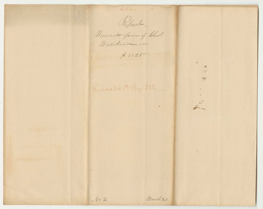 Miniature of Report 426: Warrant in Favor of Charles Waterhouse for Copying the Journal in the Office of the Secretary of State
