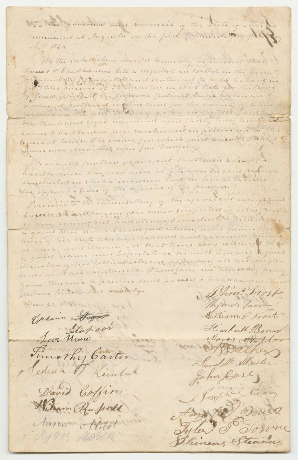 Miniature of Petition for the Pardon of Lowell Chadbourne