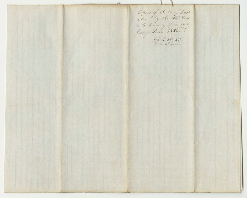 Miniature of Bills of Cost at the Court of Common Pleas in Penobscot County, January Term 1836