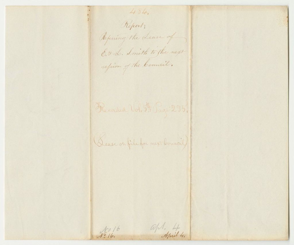Miniature of Report 484: Report Referring the Lease of Edward and Lamuel Smith's Water Privileges on the Penobcot River to the Next Session of the Council