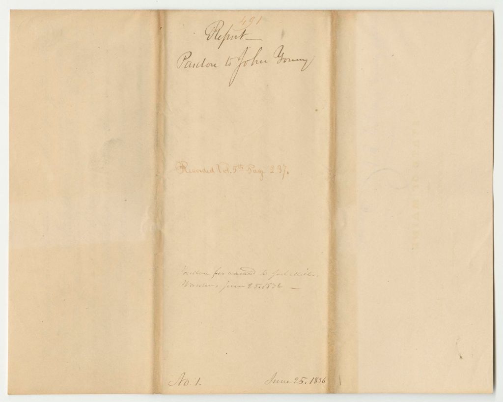 Miniature of Report 491: Report on a Pardon to John Young