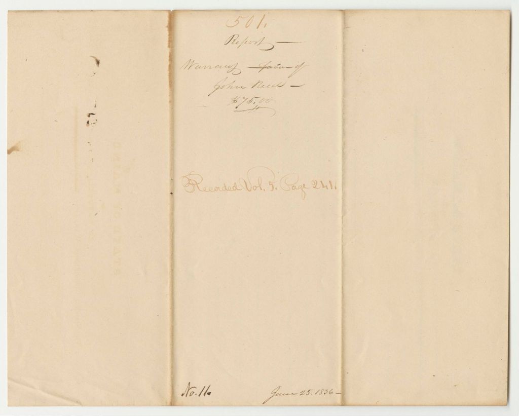 Miniature of Report 501: Warrant in Favor of John Reed, Superintendent of Public Buildings