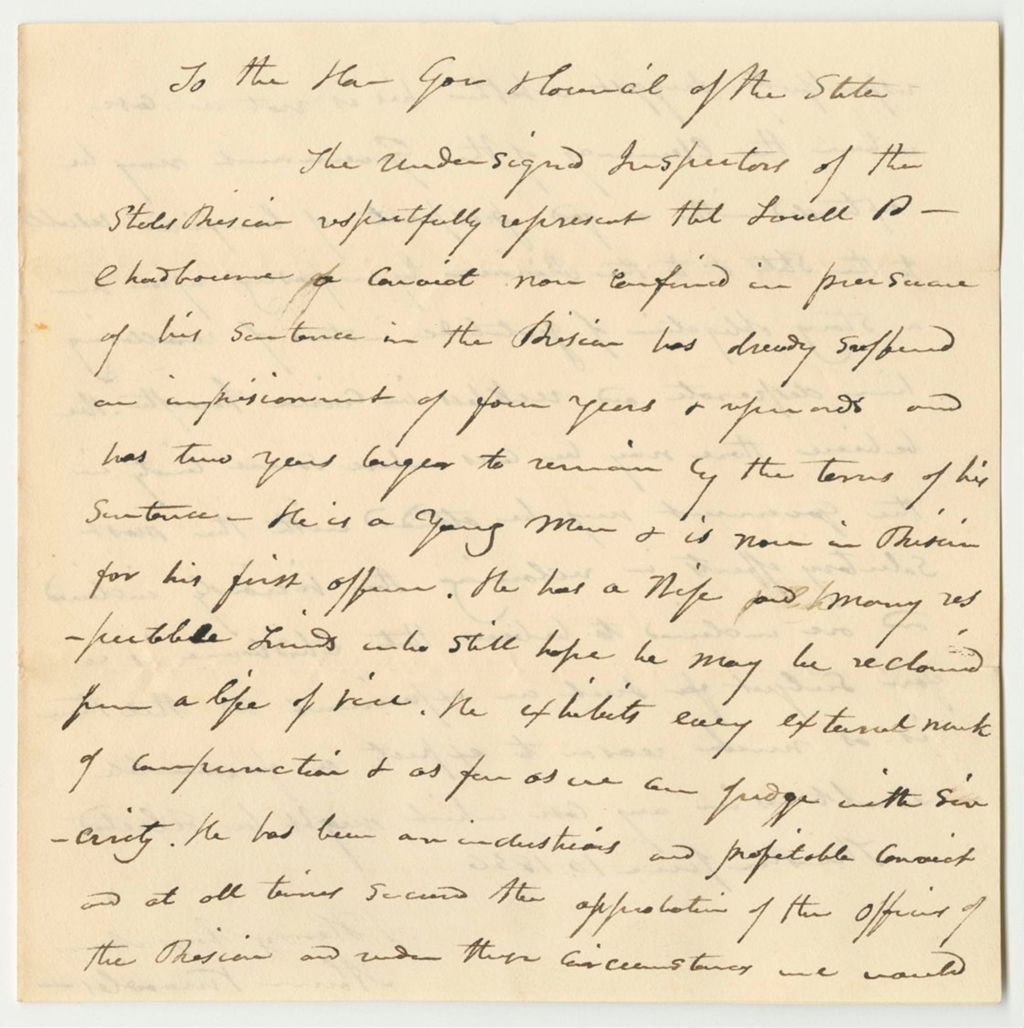 Miniature of Petition of the Inspectors of the State Prison for the Pardon of Lovell P. Chadbourne