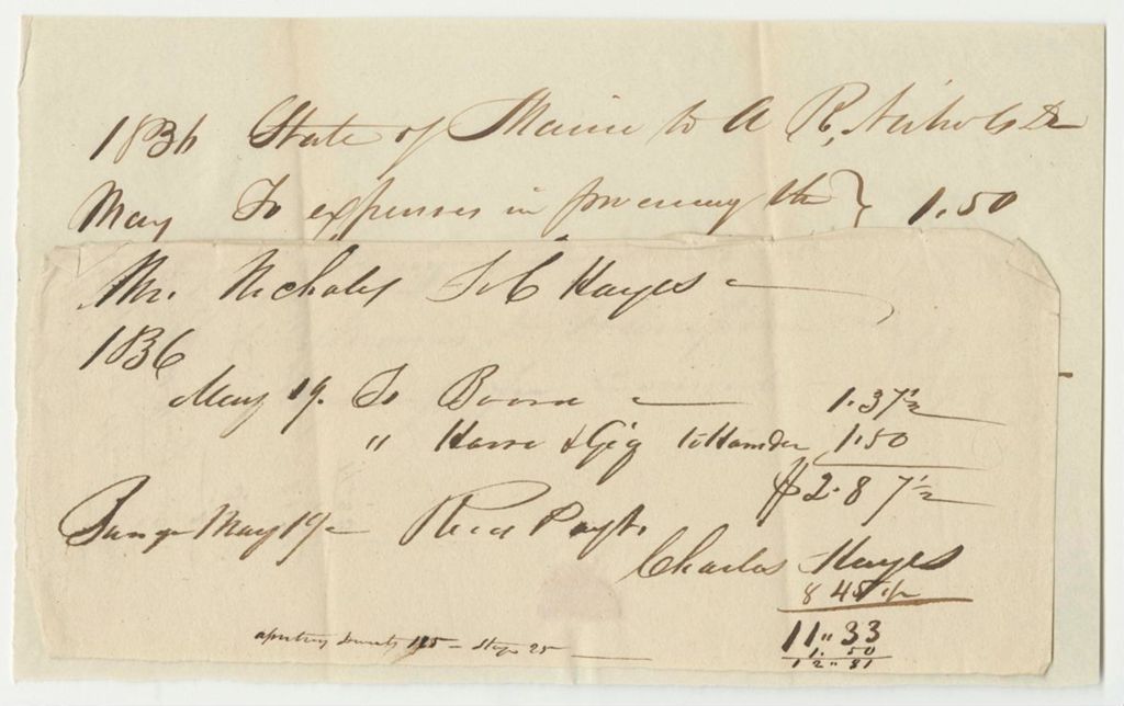 Miniature of Secretary of State Asaph R. Nichols's Bills for Contingent Expenses