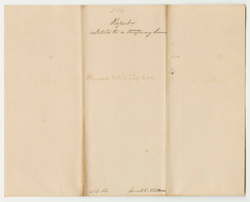 Miniature of Report 514: Report Relative to a Temporary Loan