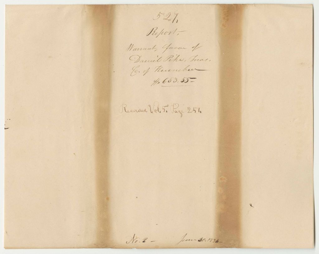 Miniature of Report 527: Warrant in Favor of Daniel Pike, Kennebec County Treasurer