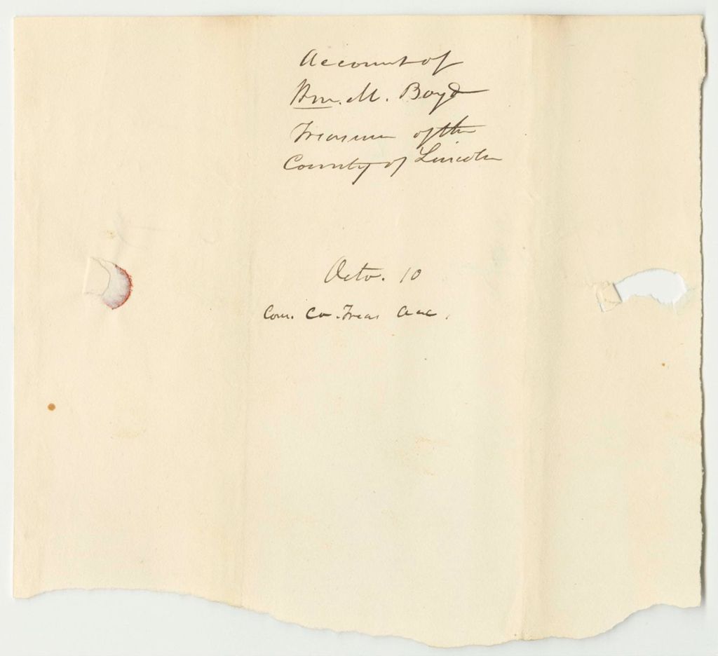 Miniature of Account of William M. Boyd, Treasurer of Lincoln County
