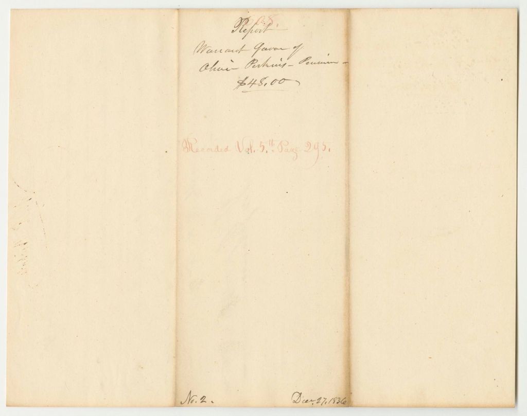 Miniature of Report 608: Warrant in Favor of Oliver Perkins for a Pension
